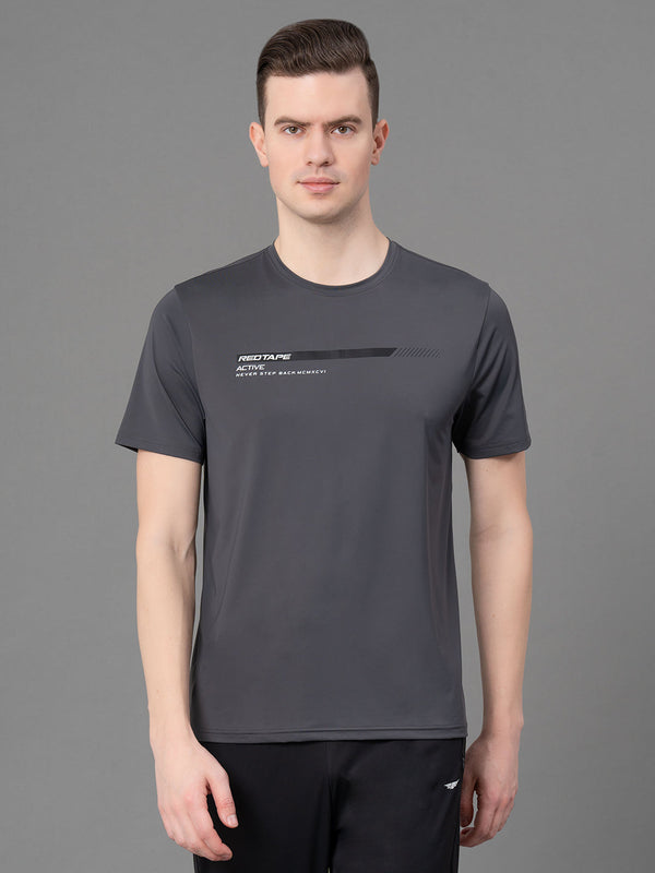 redtape Printed Grey Activewear T-Shirt for Men Grey