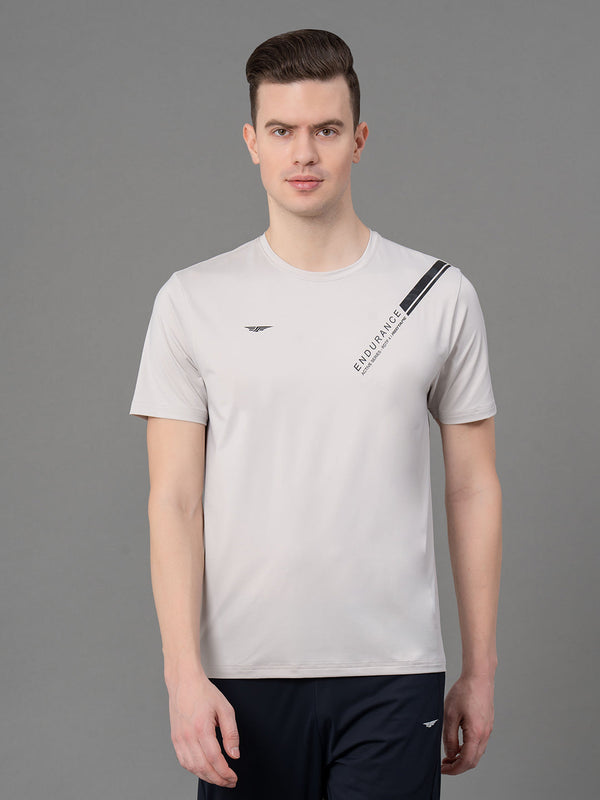 Redtape Printed Light Grey Activewear T-Shirt For Men Light Grey