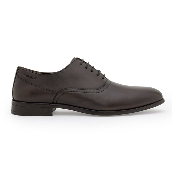 Redtape Red Tape Formal Oxford Shoes For Men |Refined Round-Toe Shaped Real Leather Shoes With Low-cut Pattern Brown