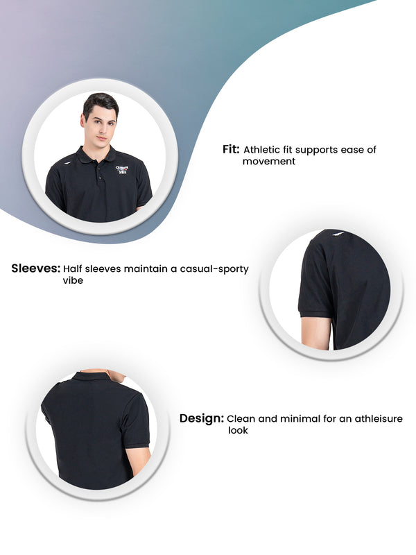 Redtape Athleisure Polo T-Shirt For Men Black