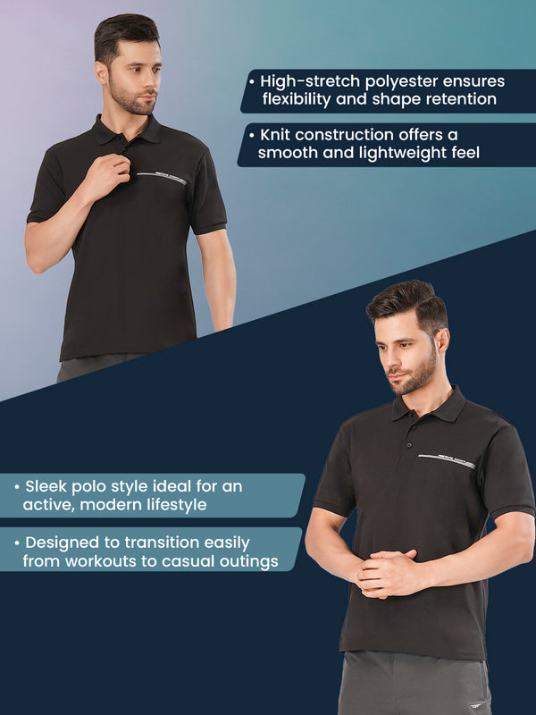 Redtape Athleisure Polo T-Shirt For Men Black