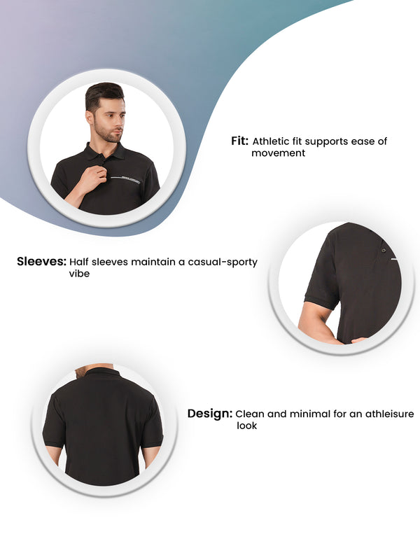 Redtape Athleisure Polo T-Shirt For Men Black
