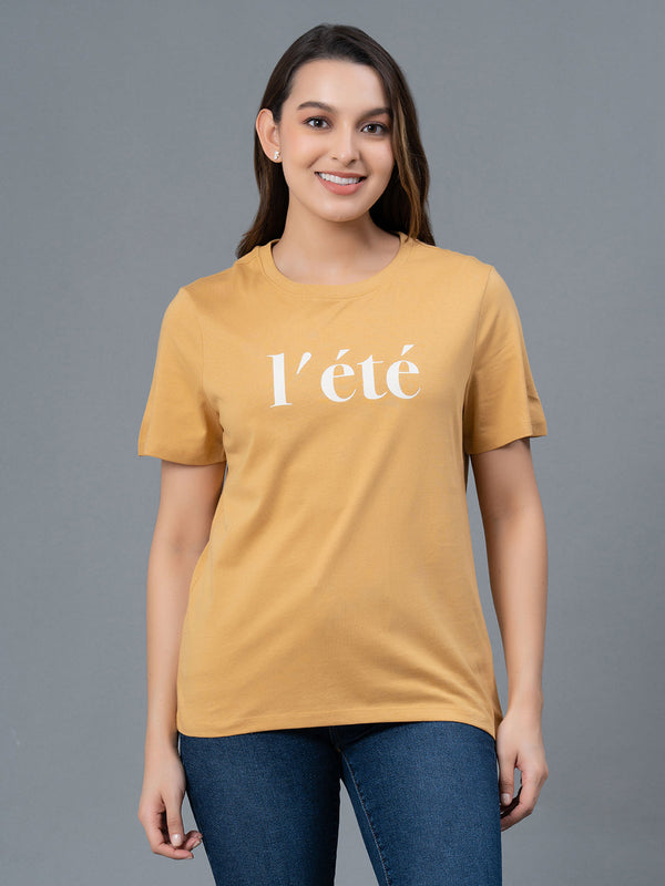 Redtape Casual Cotton T-Shirt For Women Khaki