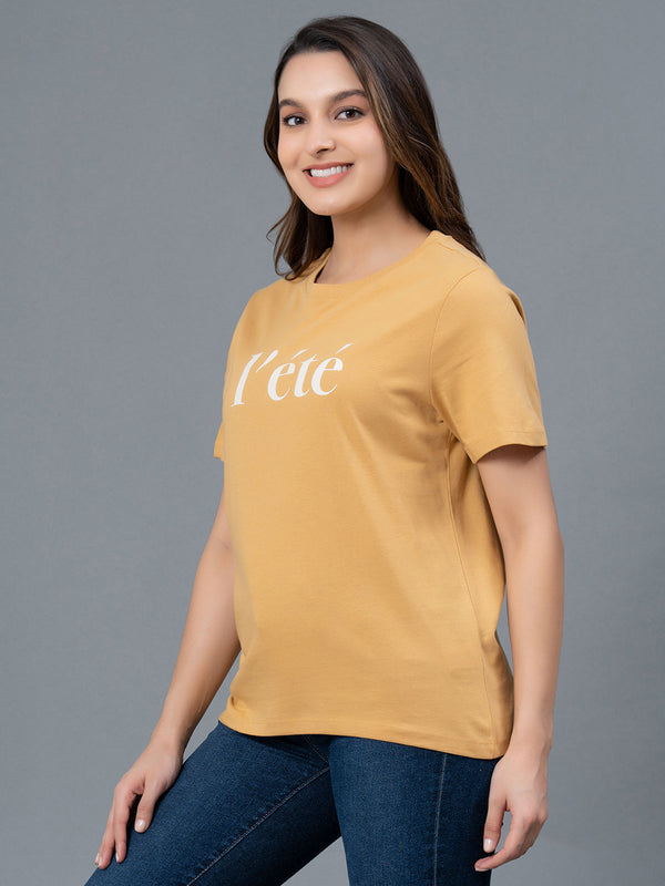 Redtape Casual Cotton T-Shirt For Women Khaki
