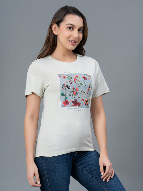 Redtape Casual Cotton T-Shirt For Women Light Mint