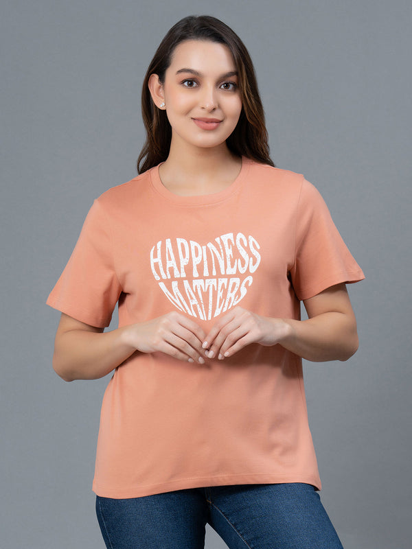 Redtape Casual Cotton T-Shirt For Women Orange