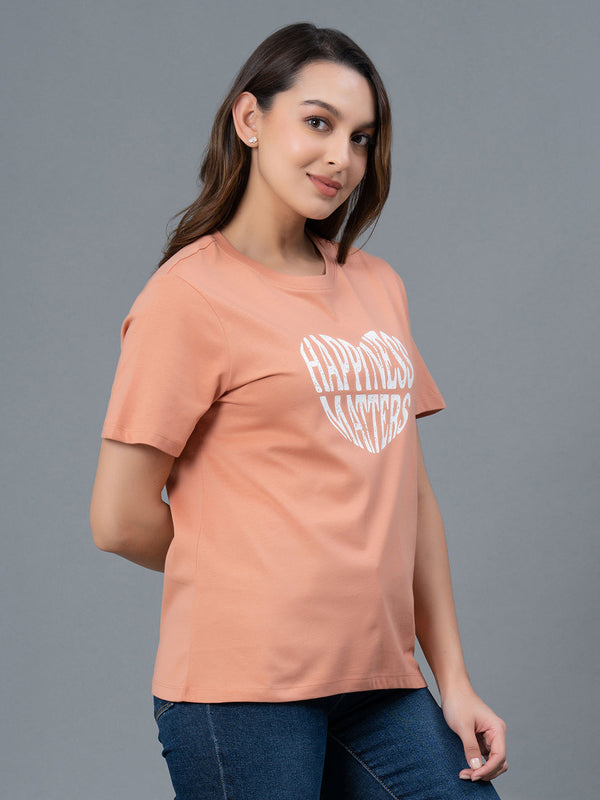 Redtape Casual Cotton T-Shirt For Women Orange