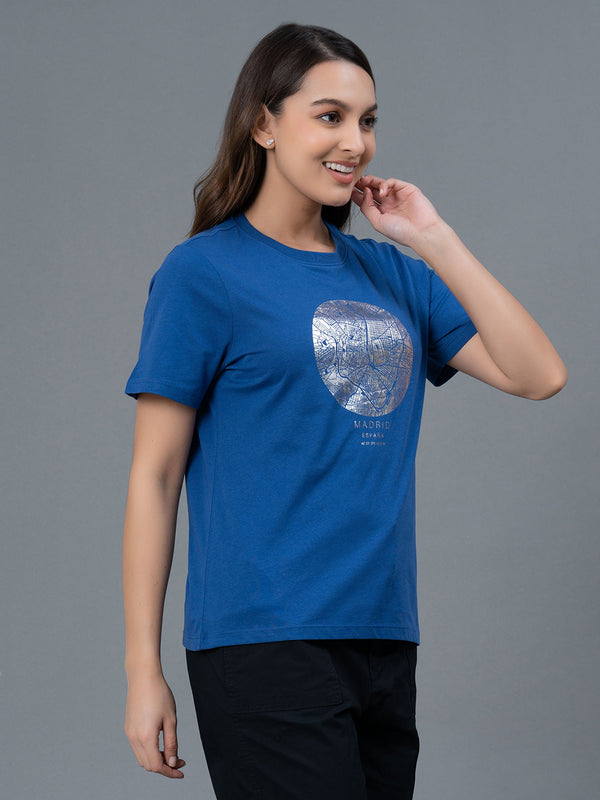 Redtape Casual Cotton T-Shirt For Women Royal Blue