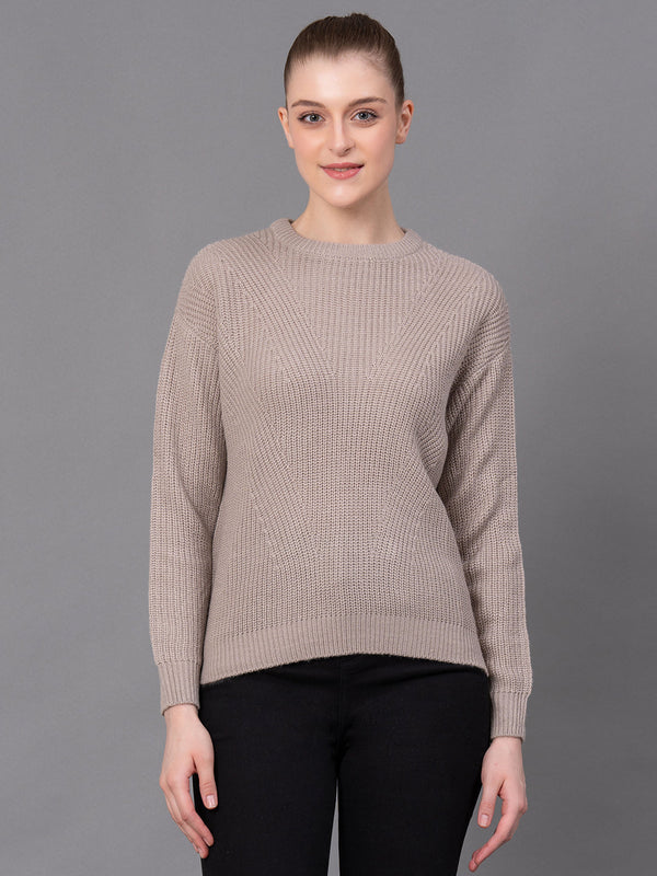 Redtape Casual Drop Sleeve Sweater For Women Beige