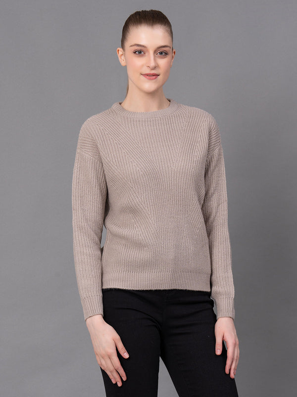 Redtape Casual Drop Sleeve Sweater For Women Beige