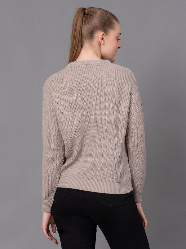 Redtape Casual Drop Sleeve Sweater For Women Beige