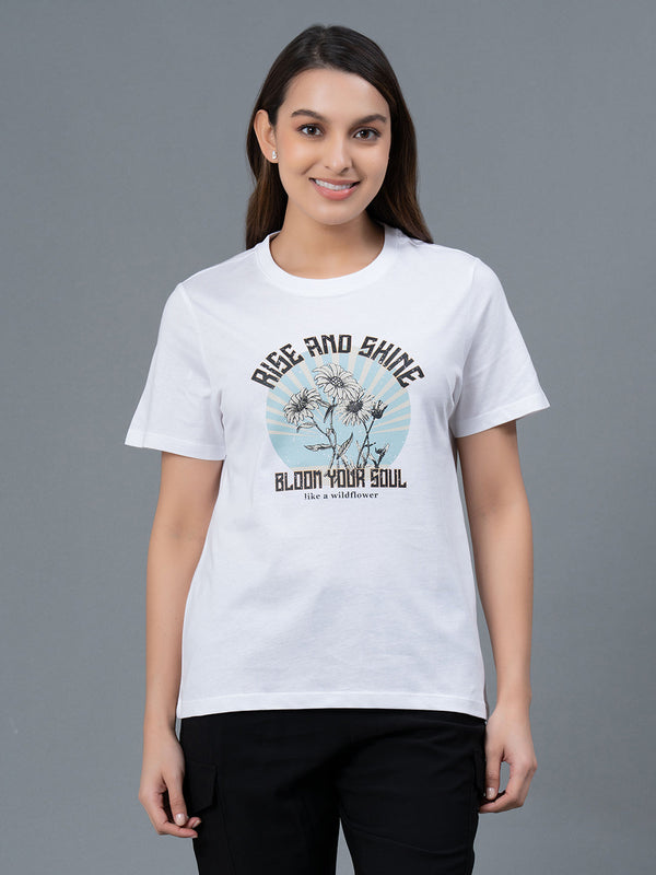 Redtape Casual Graphic Print Cotton T-Shirt White