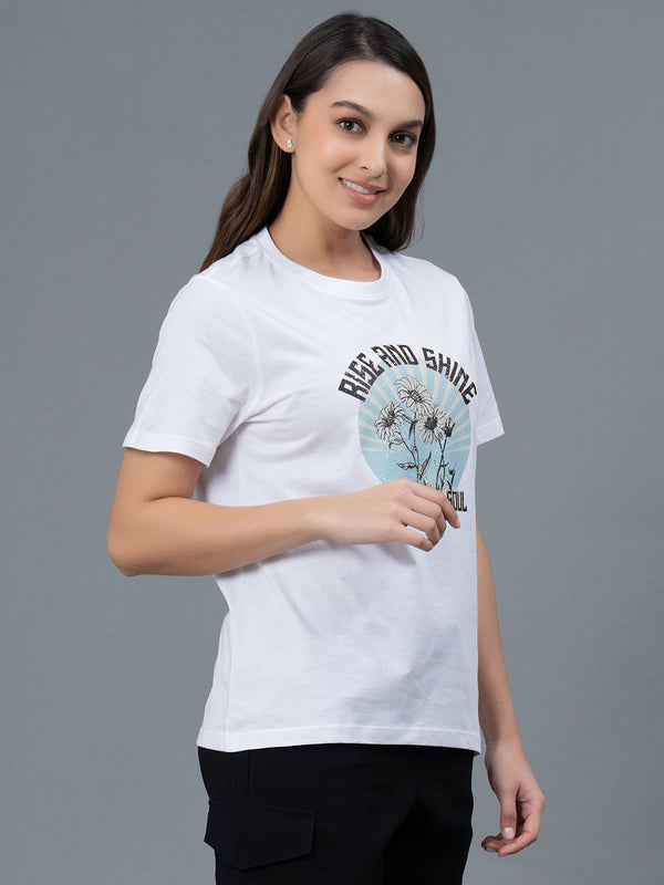 Redtape Casual Graphic Print Cotton T-Shirt White