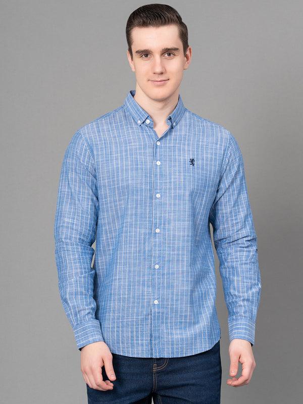 redtape Casual Striped Shirt For Men Blue