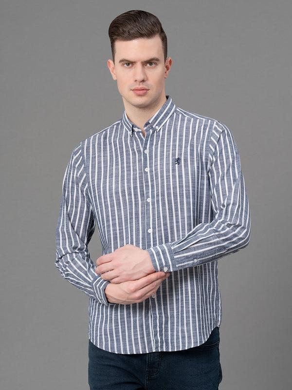 redtape Casual Striped Shirt For Men Navy