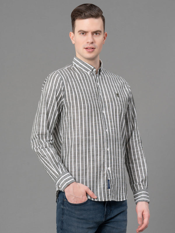 Redtape Casual Striped Shirt For Men Olive