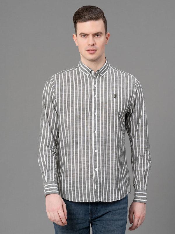 redtape Casual Striped Shirt For Men Olive