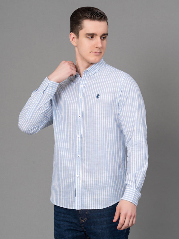 Redtape Casual Striped Shirt For Men Sky Blue