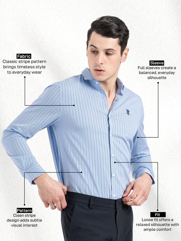 Redtape Classic Striped Shirt For Men Denim Blue