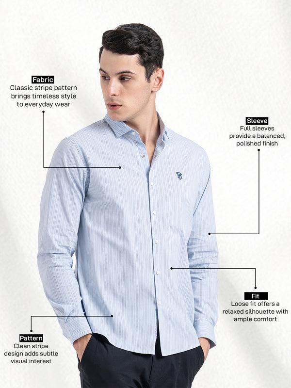 Redtape Classic Striped Shirt For Men Light Blue