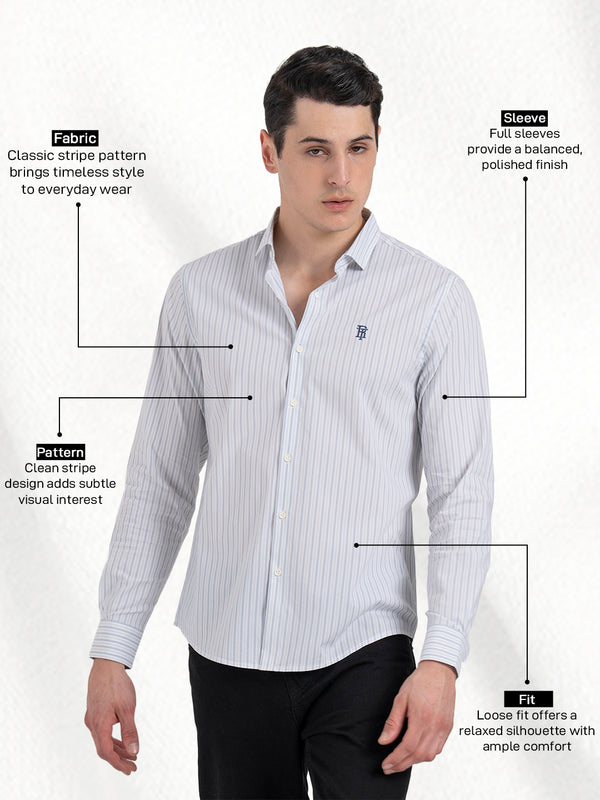 Redtape Classic Striped Shirt For Men Off White