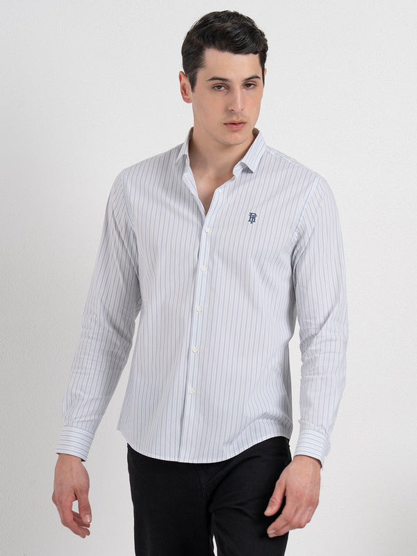 redtape Classic Striped Shirt for Men Off White