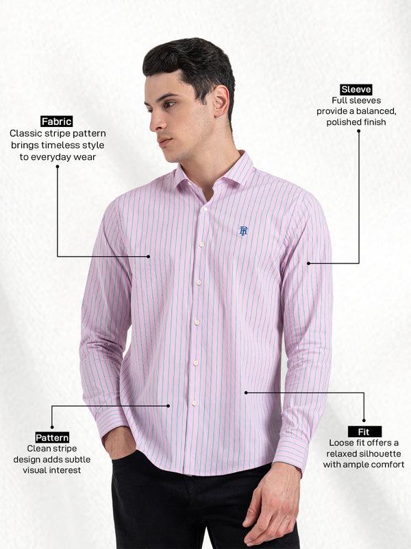 Redtape Classic Striped Shirt For Men Pink