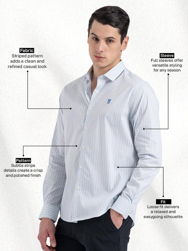 Redtape Classic Striped Shirt For Men Sky Blue