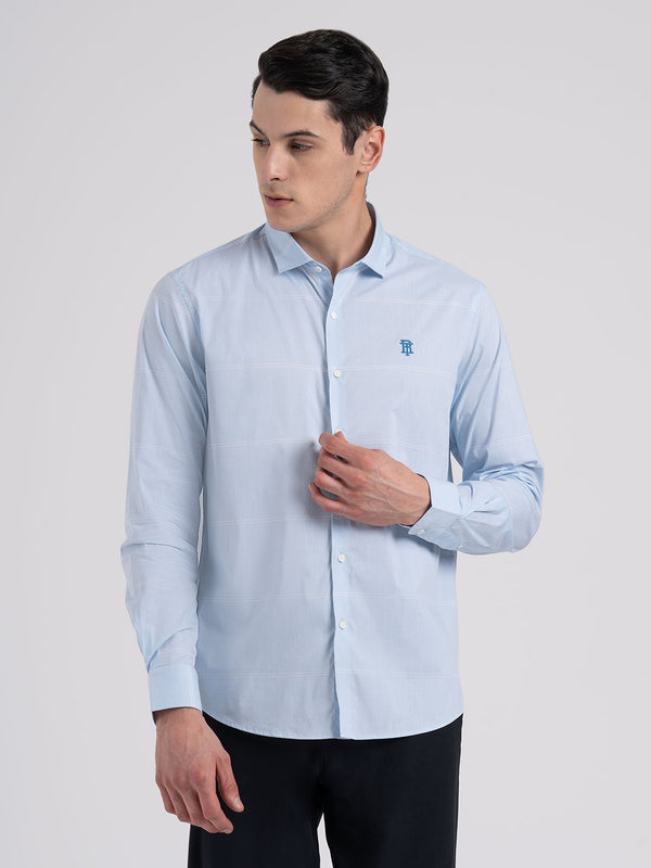 Redtape Classic Striped Shirt For Men Sky Blue