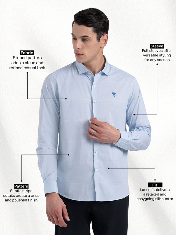 Redtape Classic Striped Shirt For Men Sky Blue