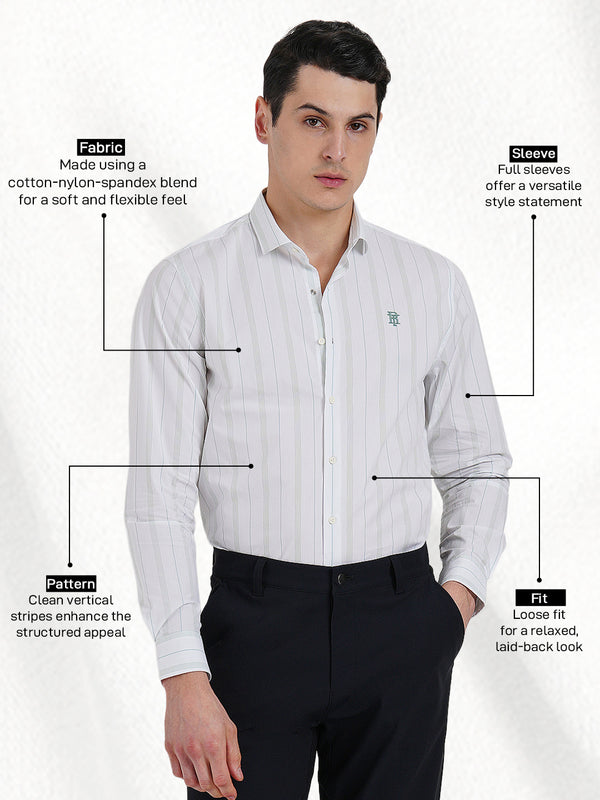 Redtape Classic Striped Shirt For Men White