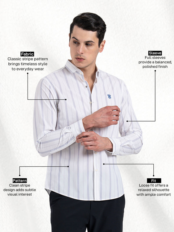 Redtape Classic Striped Shirt For Men White