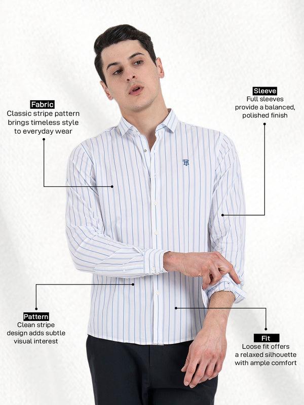 Redtape Classic Striped Shirt For Men White