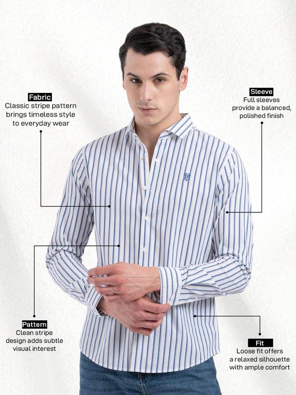 Redtape Classic Striped Shirt For Men White