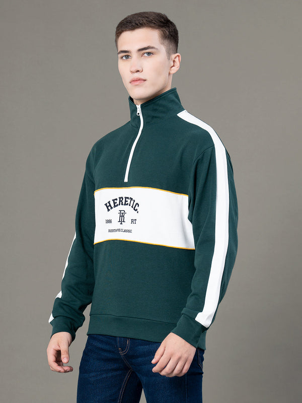 Redtape Half Zip Sweatshirt For Men Dark Green