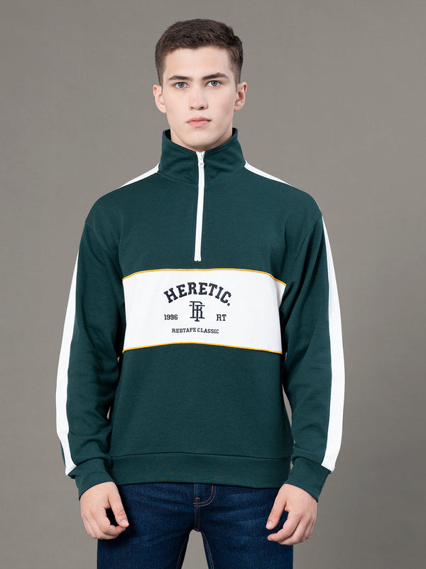 redtape Half Zip Sweatshirt for Men Dark Green