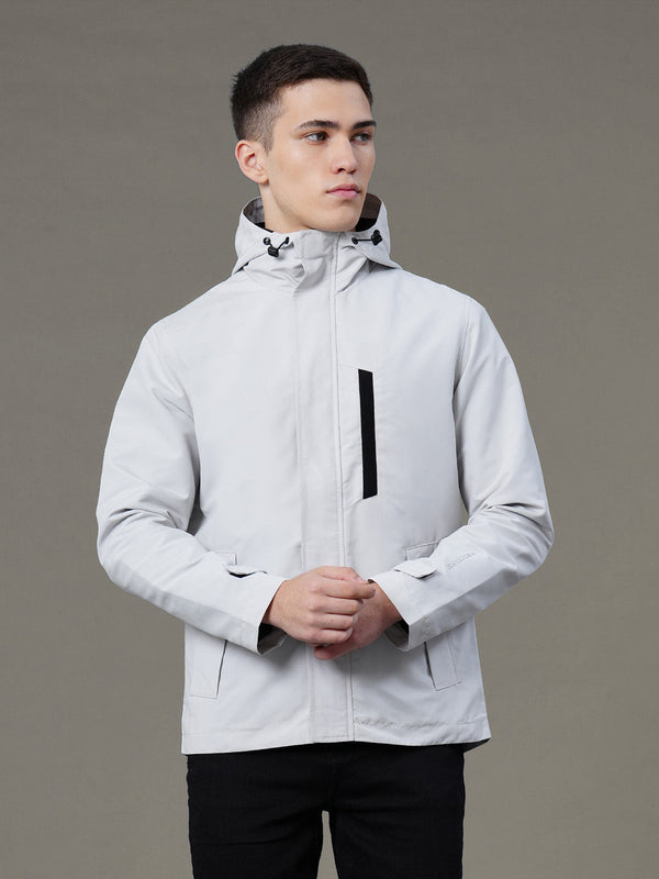 redtape Hooded Light Jacket for Men Ice Grey