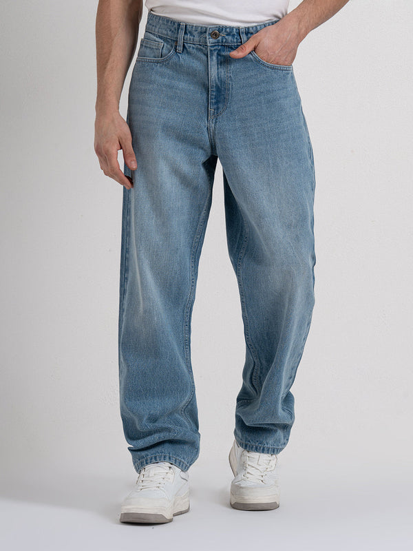 redtape Men's Baggy Fit Jeans Light Blue