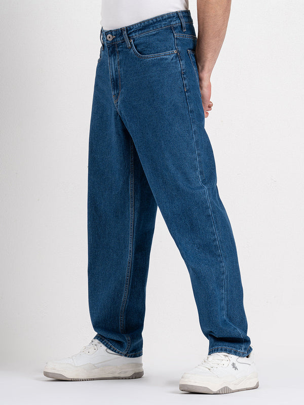 Redtape Men's Baggy Fit Jeans Mid Blue