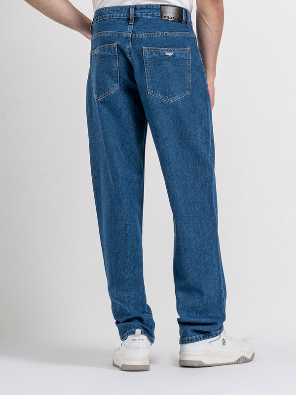 Redtape Men's Baggy Fit Jeans Mid Blue