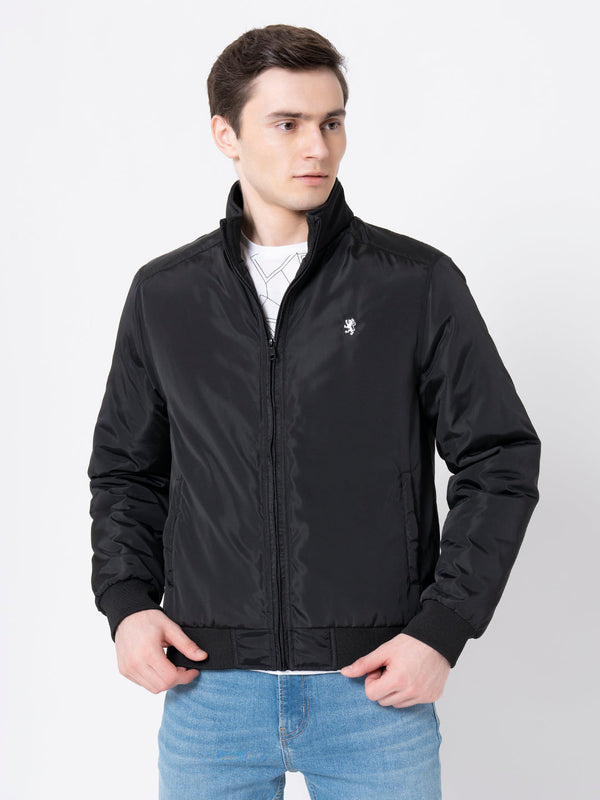 redtape Men's Black Solid Jacket Black