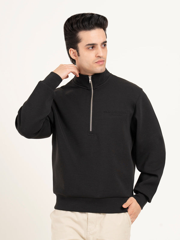 Redtape Men’s Embossed Half-Zip Sweatshirt Black
