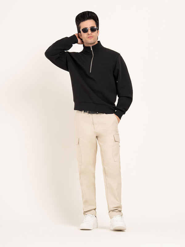 redtape Men’s Embossed Half-Zip Sweatshirt Black