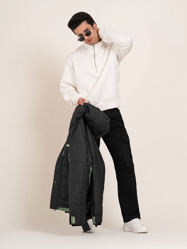 Redtape Men’s Embossed Half-Zip Sweatshirt White