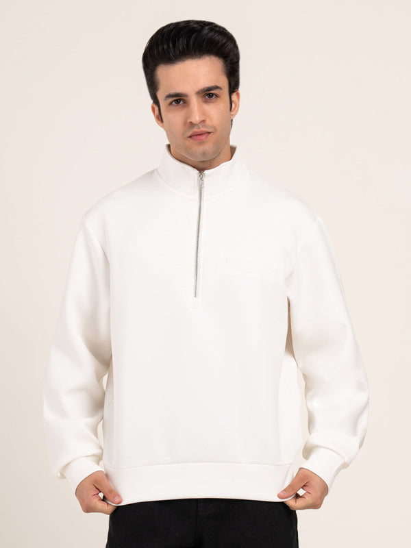 Redtape Men’s Embossed Half-Zip Sweatshirt White