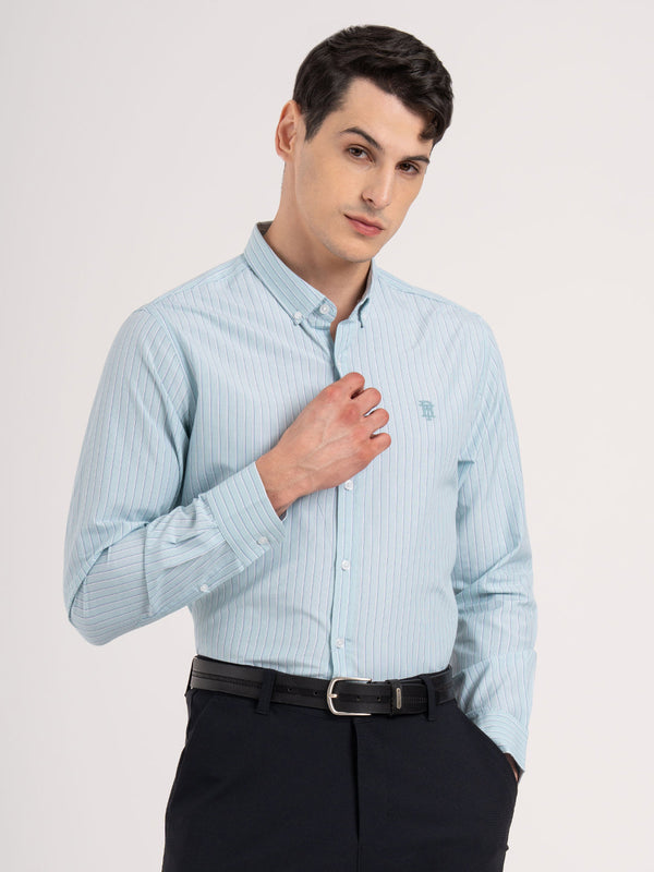 Redtape Men’s Full Sleeve Striped Shirt Aqua