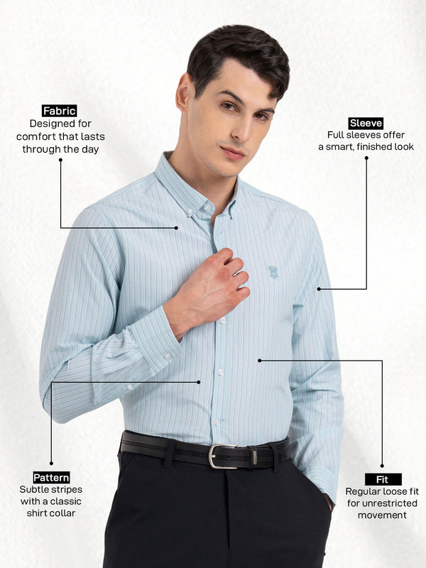 Redtape Men’s Full Sleeve Striped Shirt Aqua