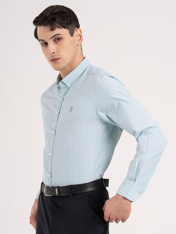 Redtape Men’s Full Sleeve Striped Shirt Aqua