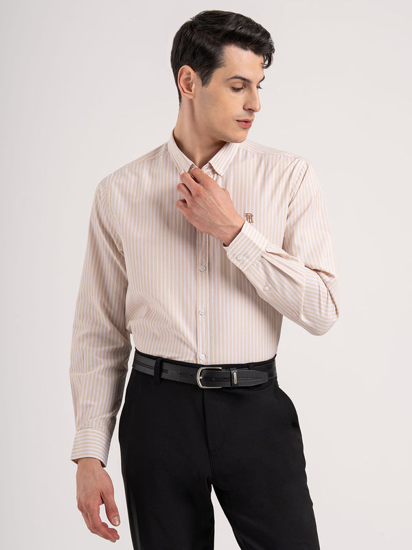 Redtape Men’s Full Sleeve Striped Shirt Beige