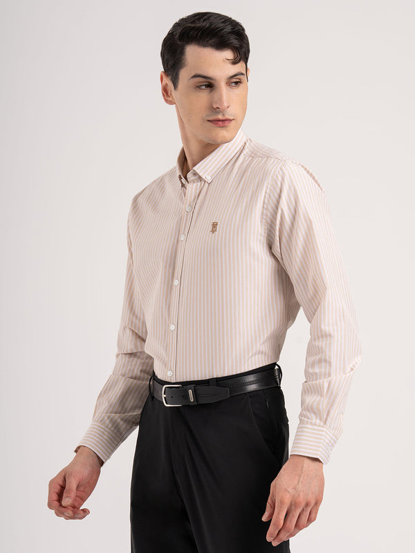 Redtape Men’s Full Sleeve Striped Shirt Beige